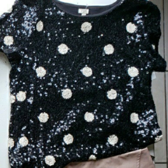 J. Crew Sequin Polka Dot Top - Picture 2 of 8